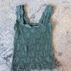 Free People Textured Teal Tank Top